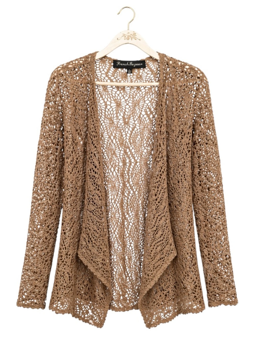 Womens Y2K Open Knit Crochet Cardigan Large Boho Forest Fairy Grunge Hippie